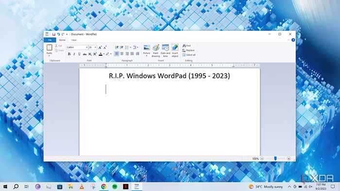 Microsoft Windowsta WordPadi Sonlandırıyor